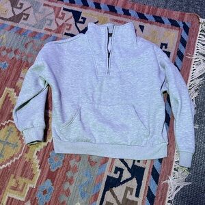 Gray Quarter-Zip Sweatshirt Mock Neck